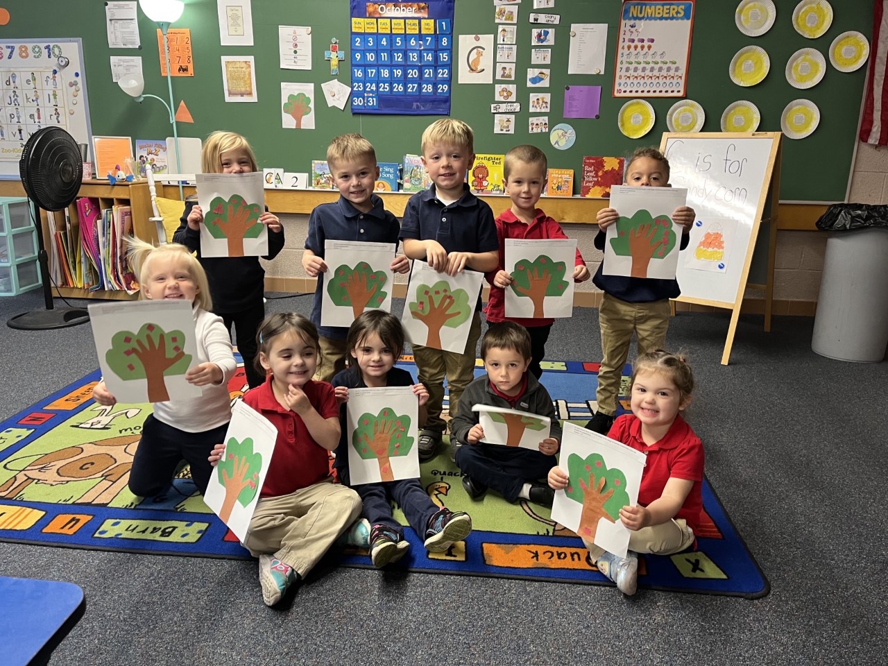 Preschool classroom showing their trees.